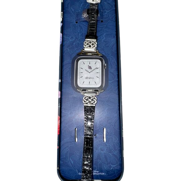 Brighton Interlok Reversible Apple Watch Band – Silver & Leather - Picture 4 of 11